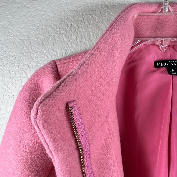 J.Crew Mercantile Wool Blend Pink Coat Size 0 | Funnel Neck Zip Front - Picture 6 of 10